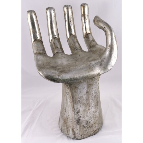 Wooden Hand Chair Antique Silver Finish - Click Image to Close
